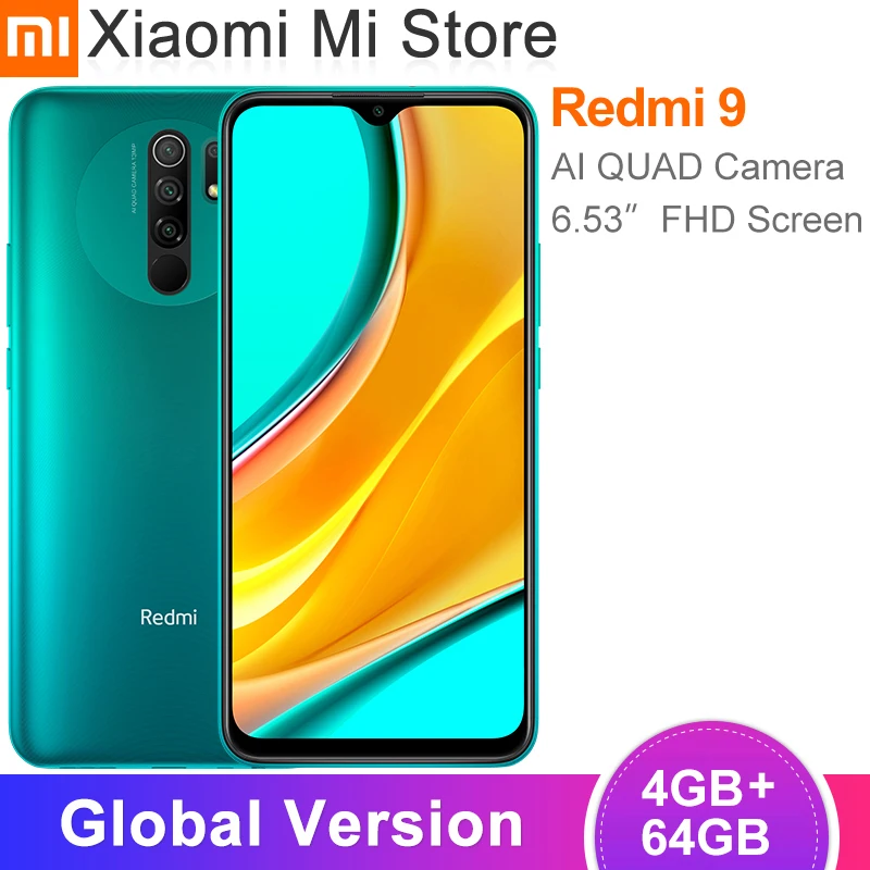 Смартфон Xiaomi Redmi 9 4 Гб ОЗУ 64 ПЗУ Helio G80 камера 13 МП + 8 Мп дисплей 6 53 дюйма FHD