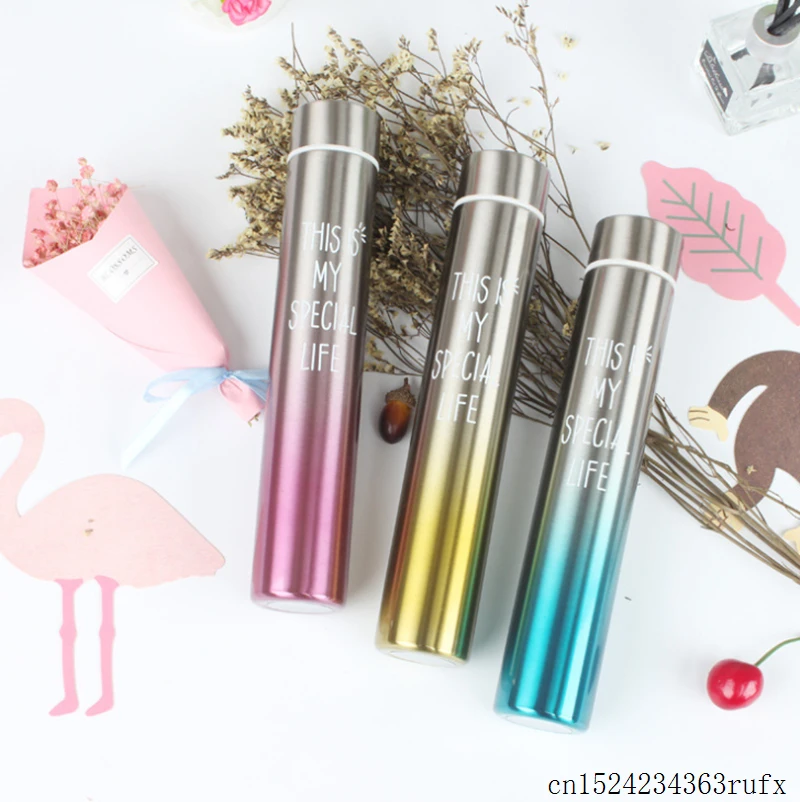 

20 шт Анти-волчья палочка чашки тонкие градиентный цвет нержавеющая сталь колба вакуумная Студенческая портативная прямая чашка