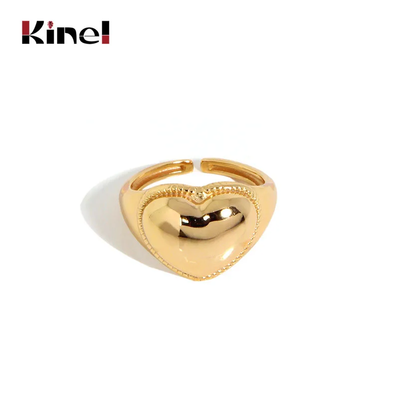 Kinel женское серебряное кольцо с любовным сердцем свободного размера 18K покрытием