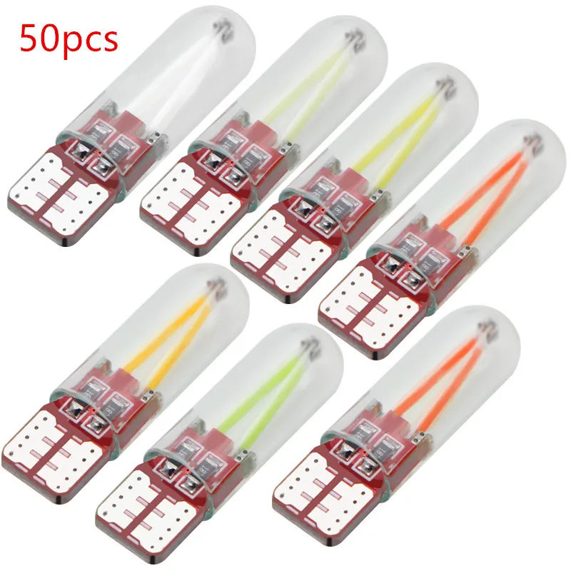 50pcs T10 led car Bulb 194 t10 cob Car Light 168 Interior Lighting Parking white blue Vehicle Signal Lamp auto styling | Лампы и