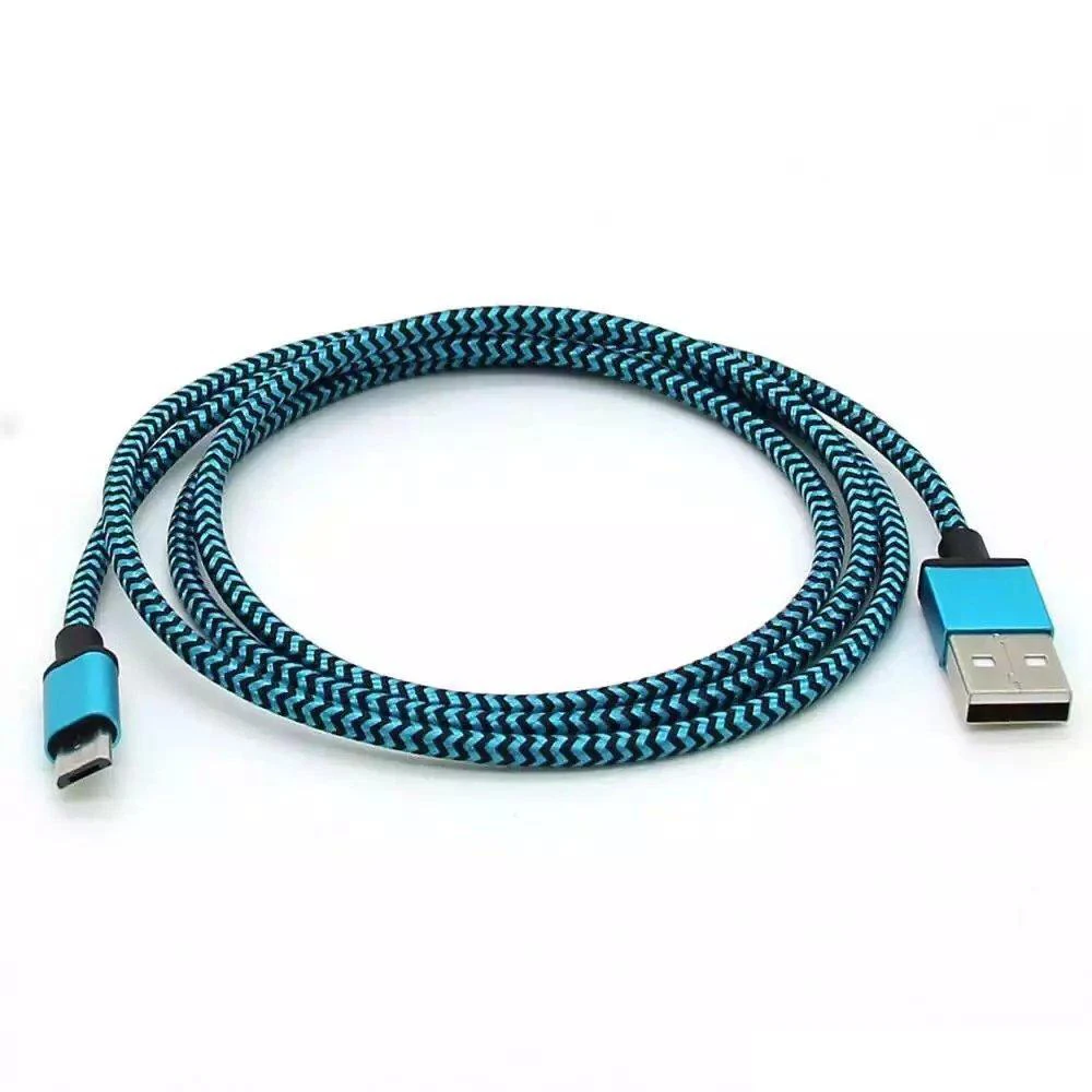 Тканевая нейлоновая оплетка Micro USB кабель Свинец несломанный металлический разъем шнур зарядного устройства для samsung S7 6 5 S8 htc Android - Цвет: Ca1910- blue