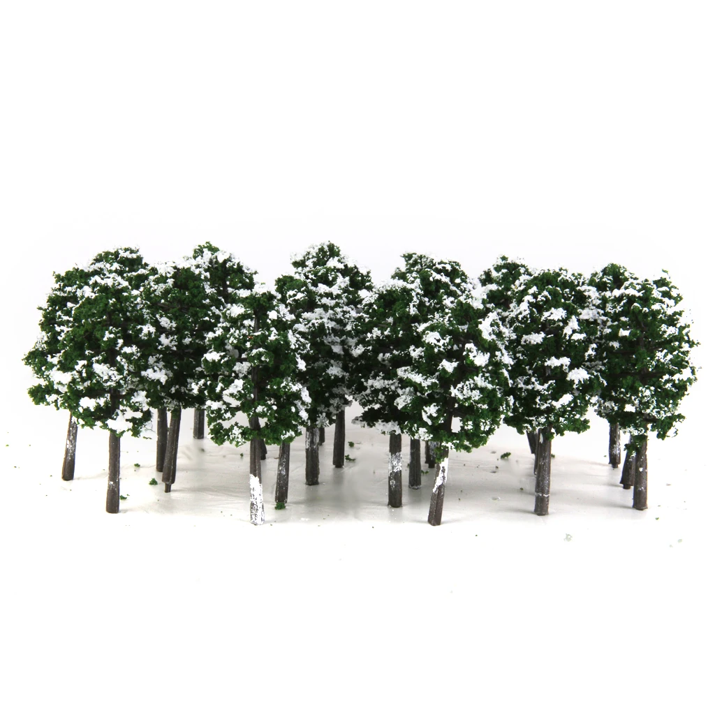 Pack of 20 Model Trees Railroad Snow Scenery 1:150 Deep Green