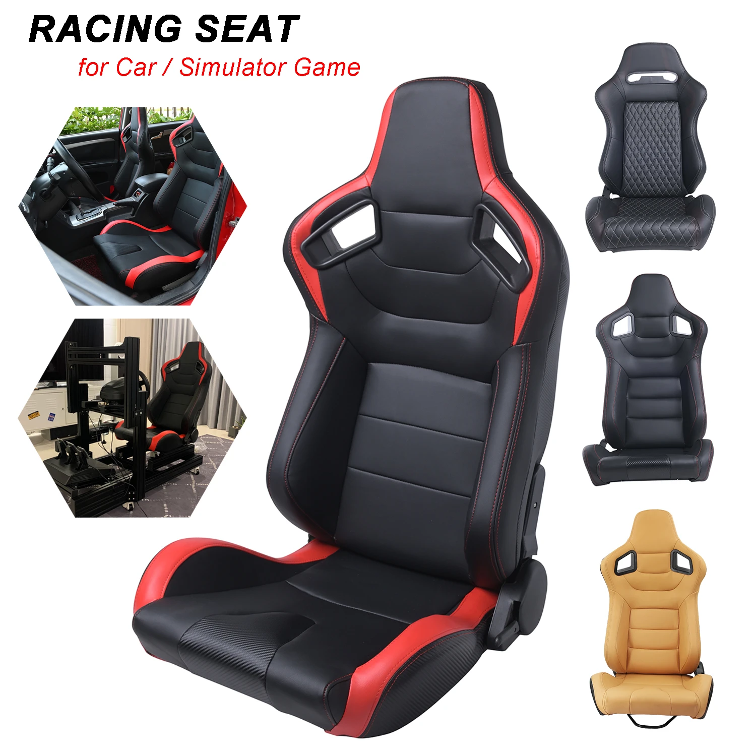 Asiento de Universal ajustable para coche deportivo, asiento de cubo simulador, R EP de cuero de PVC, color negro y rojo, XH 1054 BR| Asientos, bancos accesorios| - AliExpress