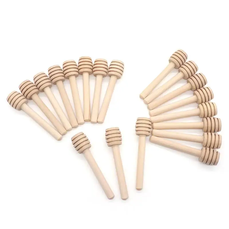 

24Pcs/Lot 8cm Long Handle Wood Honey Stir Bar Practical Honey Mixing Stick Jar Spoon Supplies For Coffee Milk Tea Kitchen Tool