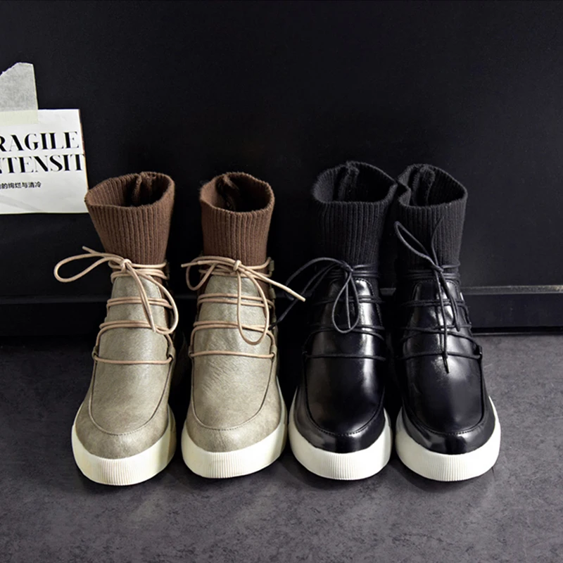 

Winter new women's platform boots with fashion punk model ankle boots Retro flat boots 34-43