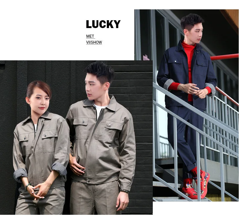 New Working Clothes Set Men Women Reflective Jacket+Pants Autumn winter Machine Repair Welder Workshop Overalls Working Uniforms