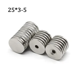 5/10 Pcs 25x3mm Hole 5mm Round NdFeB Neodymium Magnet N35 Super Powerful Small imanes Permanent Magnetic Disc 25x3-5