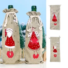 Рождественское покрывало с изображением бокалов с шампанским, льняная ткань, рождественский подарок, расшитая накидка