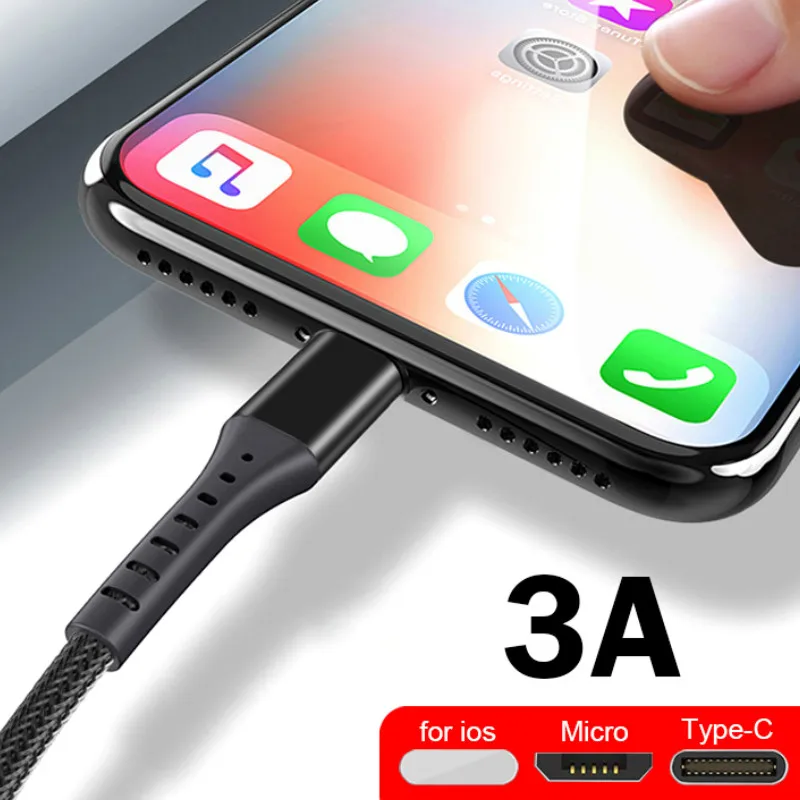 Быстрый USB Зарядное устройство кабель супер Зарядное устройство кабель для HuaweiXIAOMI микро Тип type-C USB для Iphone 6/7/8/X USB кабель для зарядки или передачи данных со штекером для ISO