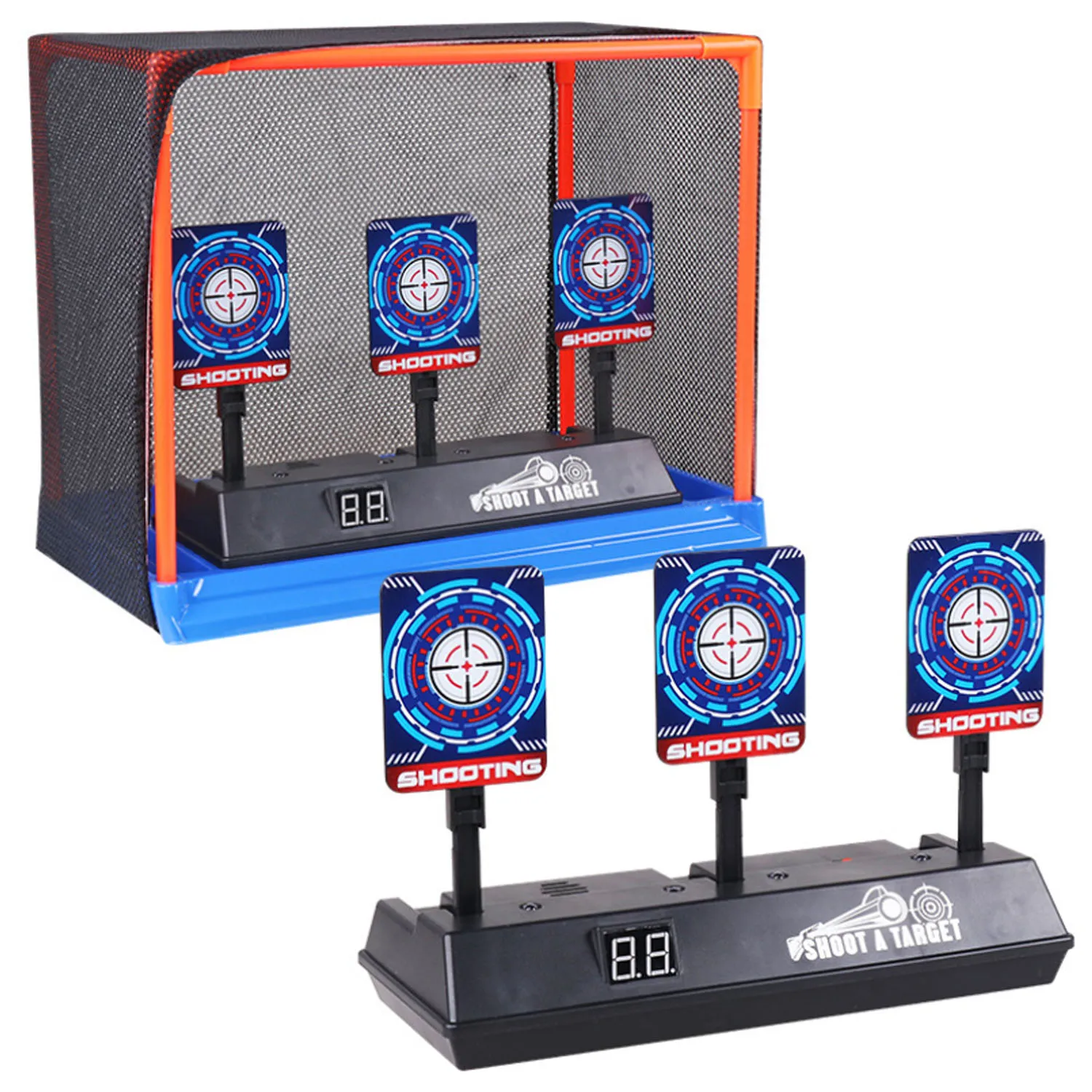 Kids Children Auto-Reset Electronic Shooting Scoring Target Toy with Dart Storage Basket for Nerf Soft Bullets Shooting Games