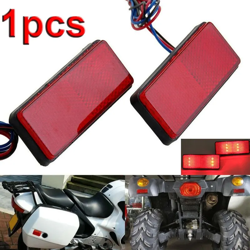 1PC Motorcycle Car Truck Trailer LED Reflector Rear Tail Brake Stop Marker Light Black Shell PMMA Lens 3 Wires For Yamaha