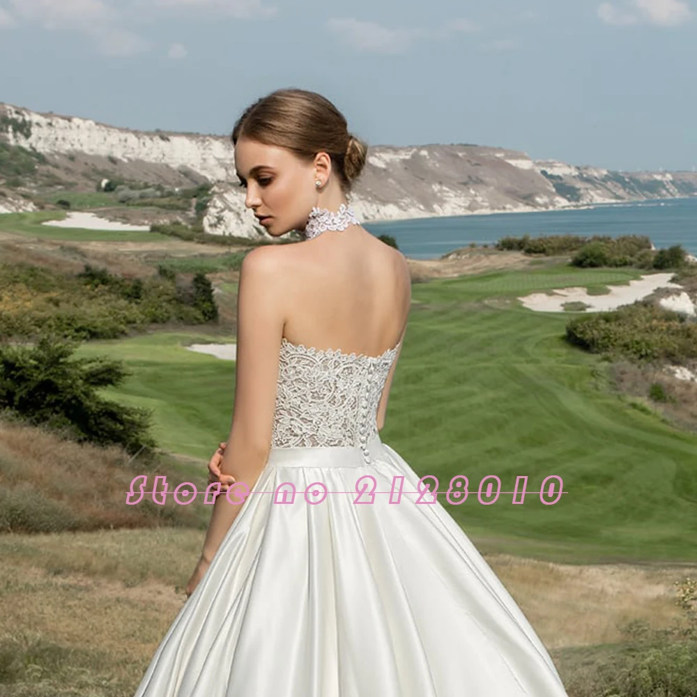 Лучшие французские атласные свадебные платья Robe De Mariee Милая Шея прозрачные Простые платья размера плюс Vestido Casamento