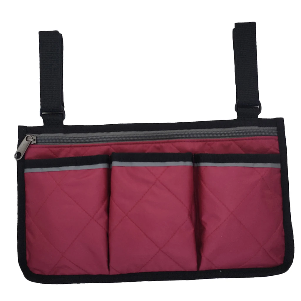 Универсальная сумка для ходунков, сумка-Органайзер, Боковая Сумка для инвалидных колясок и скутеров для хранения мелочей - Цвет: Wine Red