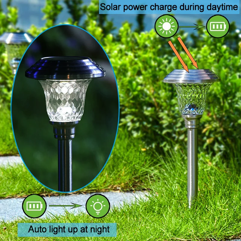 LED Solar Garden Light Battery Power Pathway Lights Lantern Outdoor Waterproof Landscape Street Light for Patio Yard Solar Lamp