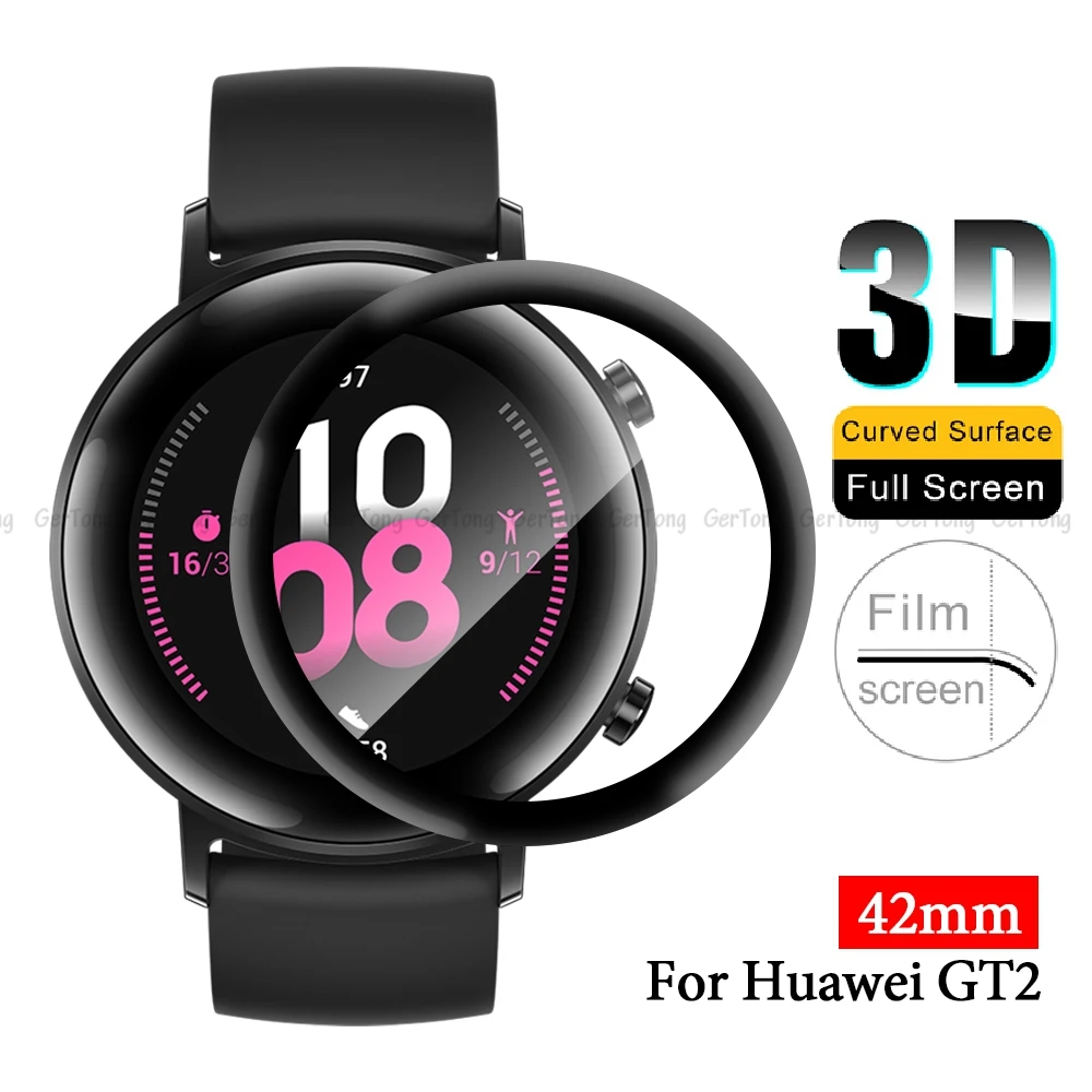 1-2 шт пленка из закаленного стекла для huawei Watch GT 2 42 мм Защитная пленка для huawei Watch GT2 46 мм Полное защитное стекло 3D крышка - Цвет: 42mm
