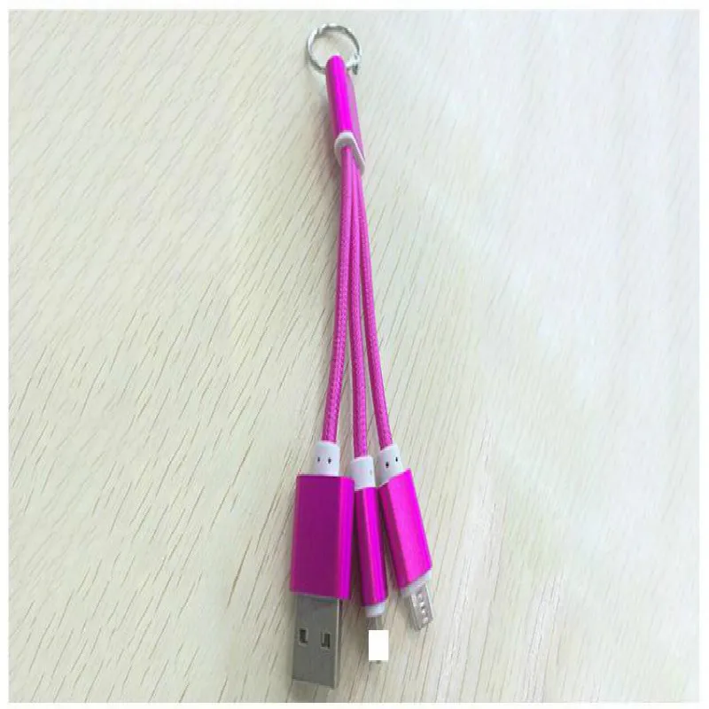 USB кабель 3 в 1 для iPhone 11 XS X 8 зарядный Micro Type C портативный брелок ключей шнур