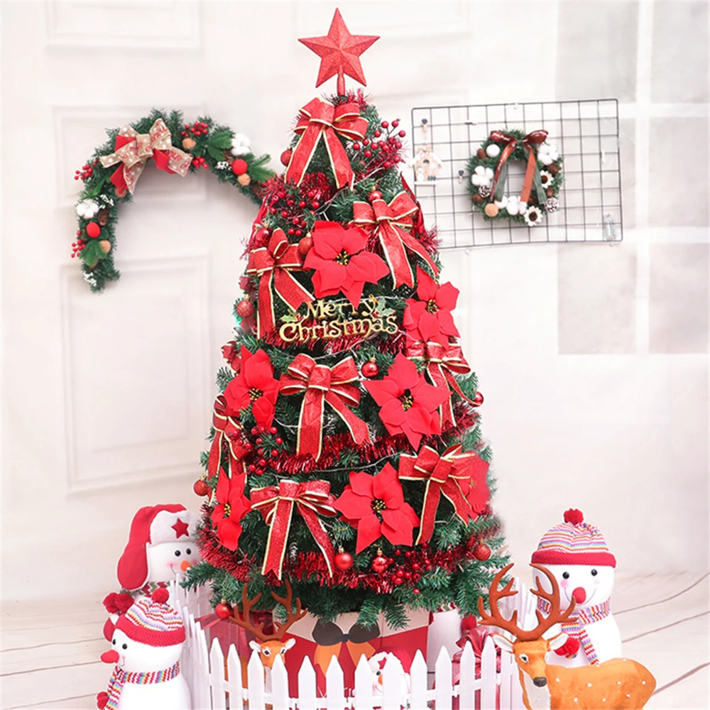 

75 pcs/set 1.5 M 1.8 M Artificial Christmas Trees Set with Lights EU plug Home Decoration Snow New Year Topper Tree Ornaments