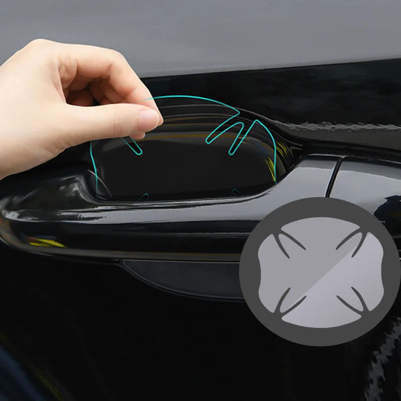 4pc Durable Car Auto Doors Handle Protective Film Stickers Decals Transparent