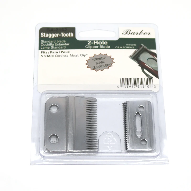 Cuchilla profesional de 2 orificios para cortadora, Compatible con clip mágico inalámbrico wahl 5 star, sin aceite, 2162