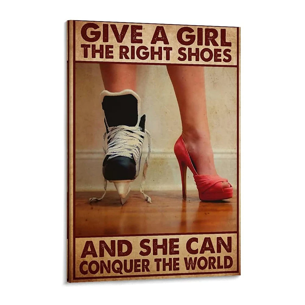 Canvas Poster Hockey Give Girl Right Shoes Painting Prints Modern Ice Sport Wall Art Decoration Picture for Bedroom Decor | Дом и сад