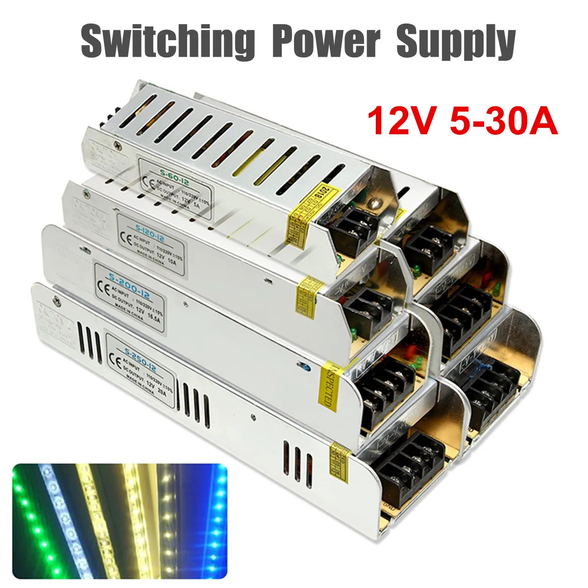 Освещение Трансформатор AC/DC 12V 5 8.5A 10A 12.5A 16.5A 20A 30A суб-мини универсальное регулируемое переключение Питание для Светодиодный свет
