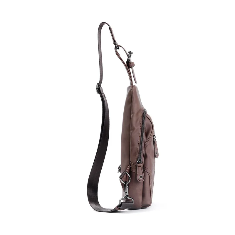 Fashion Chest Bag Men High Quality PU Leather Male Chest Pack with USB Charging Port Anti-theft Sports Men's Shoulder Bag 2021