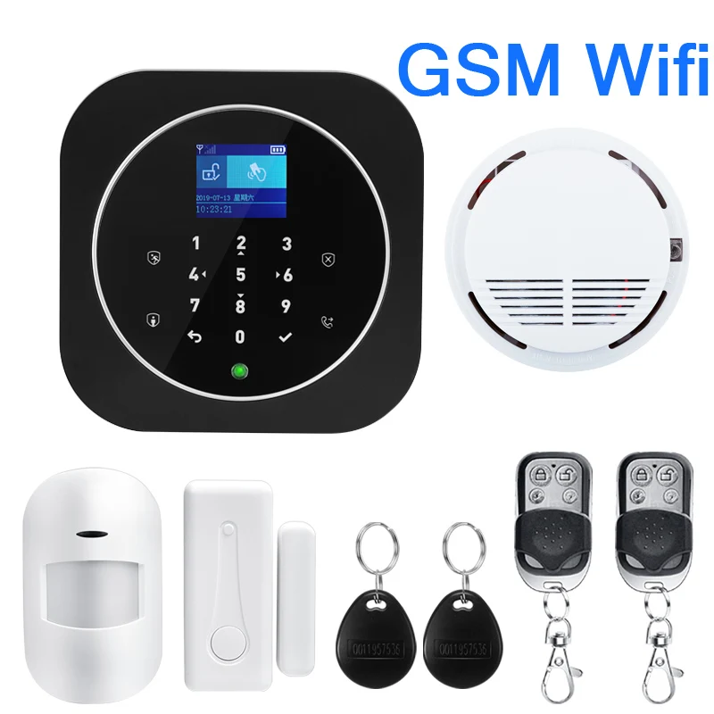 Англо-рус ES FR PL DE IT переключаемый Беспроводной домашней безопасности WI-FI GSM GPRS GSM сигнализация системы приложение Дистанционное Управление RFID карты снятие с охраны - Цвет: W3B-WIFI GSM-3