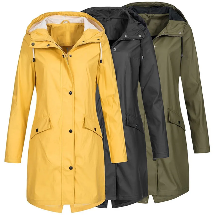 Женские куртки, зимнее пальто, куртка, однотонные дождевые худи для улицы, теплые широкие женские куртки, длинное пальто, ветронепроницаемое, большие размеры