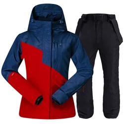 Ski Suit for Women Skiing Snowboarding Jackets Ski Pants Windproof Waterproof Ski Suits Female Winter Sports Thick Warm Ski Set