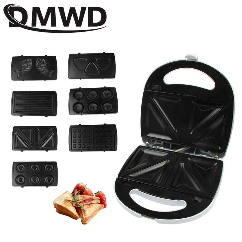 DMWD multifunction eggs sandwich maker Muffin Waffle Toaster Donuts BBQ frying pan mini
