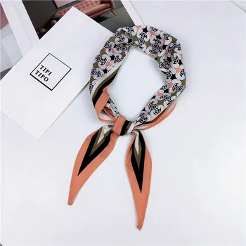 

33*85cm Vintage Scarf Women Colorful Small Neckerchief Floral Printed Women Multi-functional Elegant Triangle Scarves