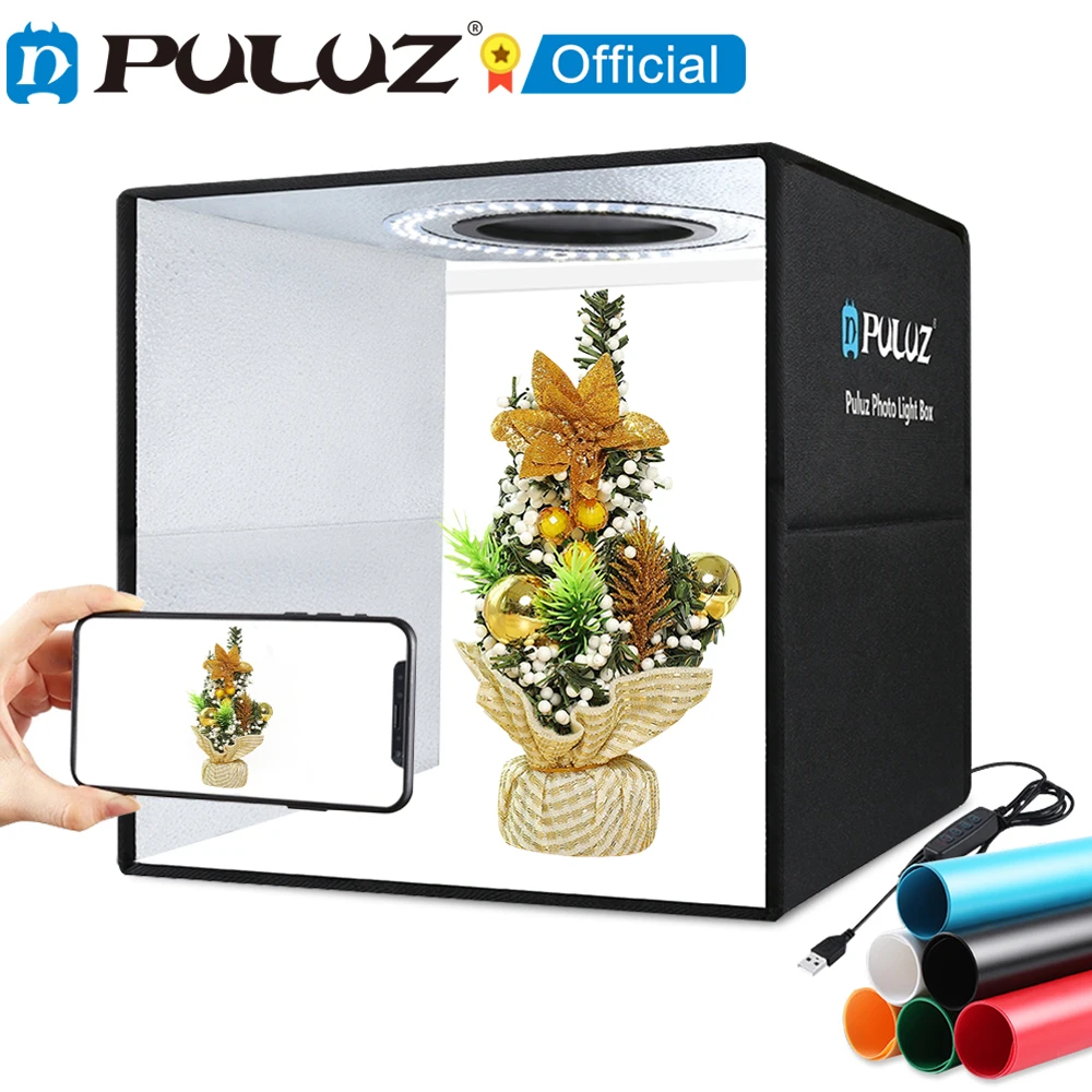 PULUZ Lightbox 80 60 40 30cm Photo Ring LED Light Studio Kits 6 12 Color  Backgrounds Tabletop Photography Soft Shooting Tent Box - AliExpress