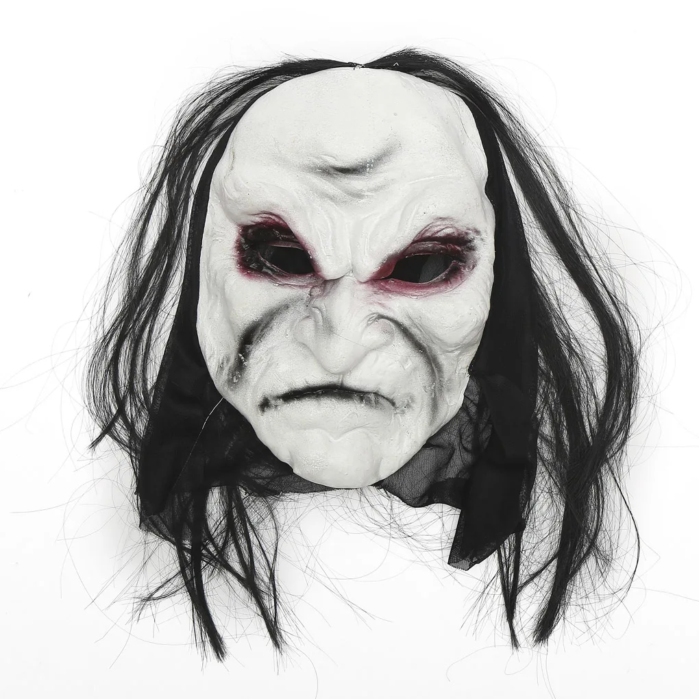 FenKicyen Evil Witch Mask For Cosplay Party Long Hair Hedging Realistic Masquerade Halloween Mask Cosplay Dressing Props Decor