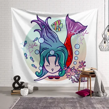 

Purple Mermaid Painting Tapestry 3D Printing Tapestrying Rectangular Home Decor Wall Hanging 05