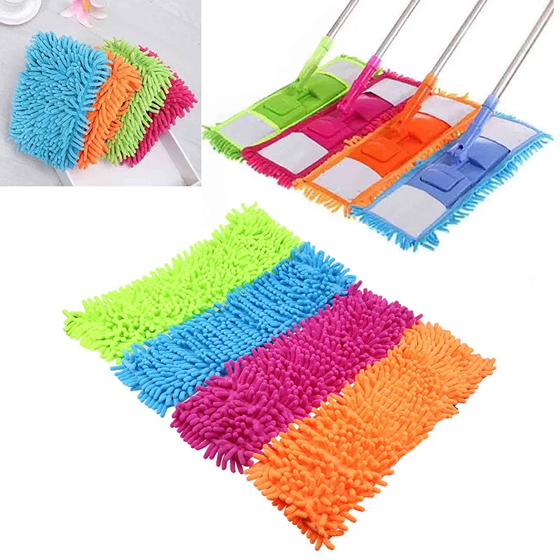 1PC Replacement Chenille Mop Solid Color Washable Head Mop Pads Fit