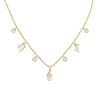 

Long Necklace Friendship 1:1 Swa Women Wonderful Choker Female Tune Pendant Jewelry