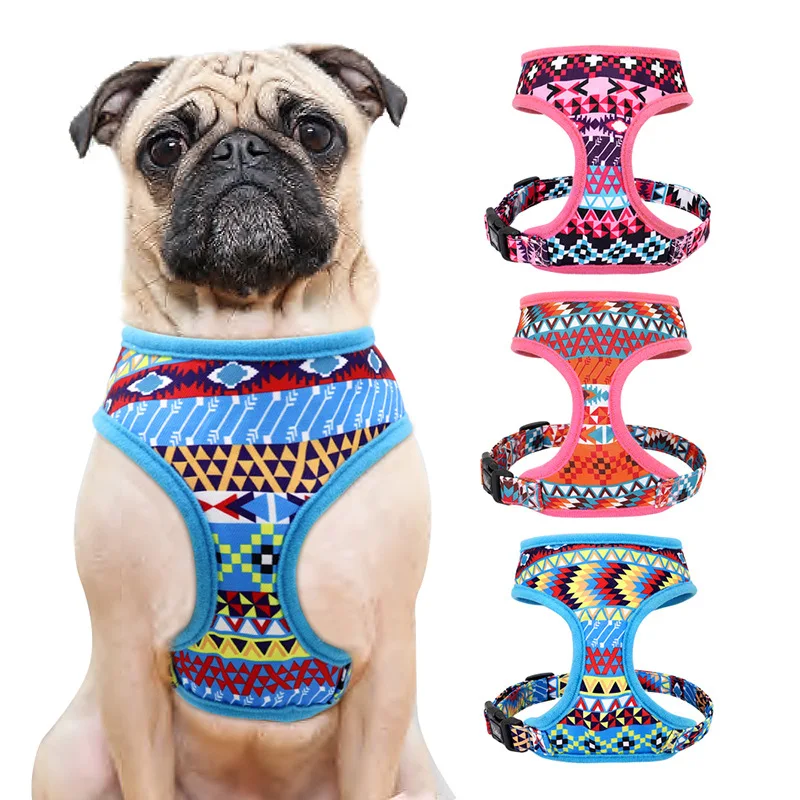 

Nylon Reflective Dog Cat Harness Vest Printed French Bulldog Harness Puppy Small Medium Dogs Cats Harness For Chihuahua Walking