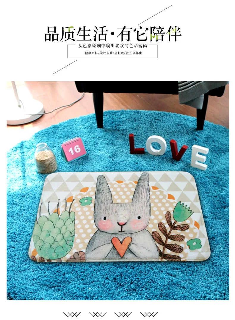 Hand-Painted Rabbit Doormat Entrance Bedroom Doorway Mat Bathroom Mats Kitchen Window Cushion
