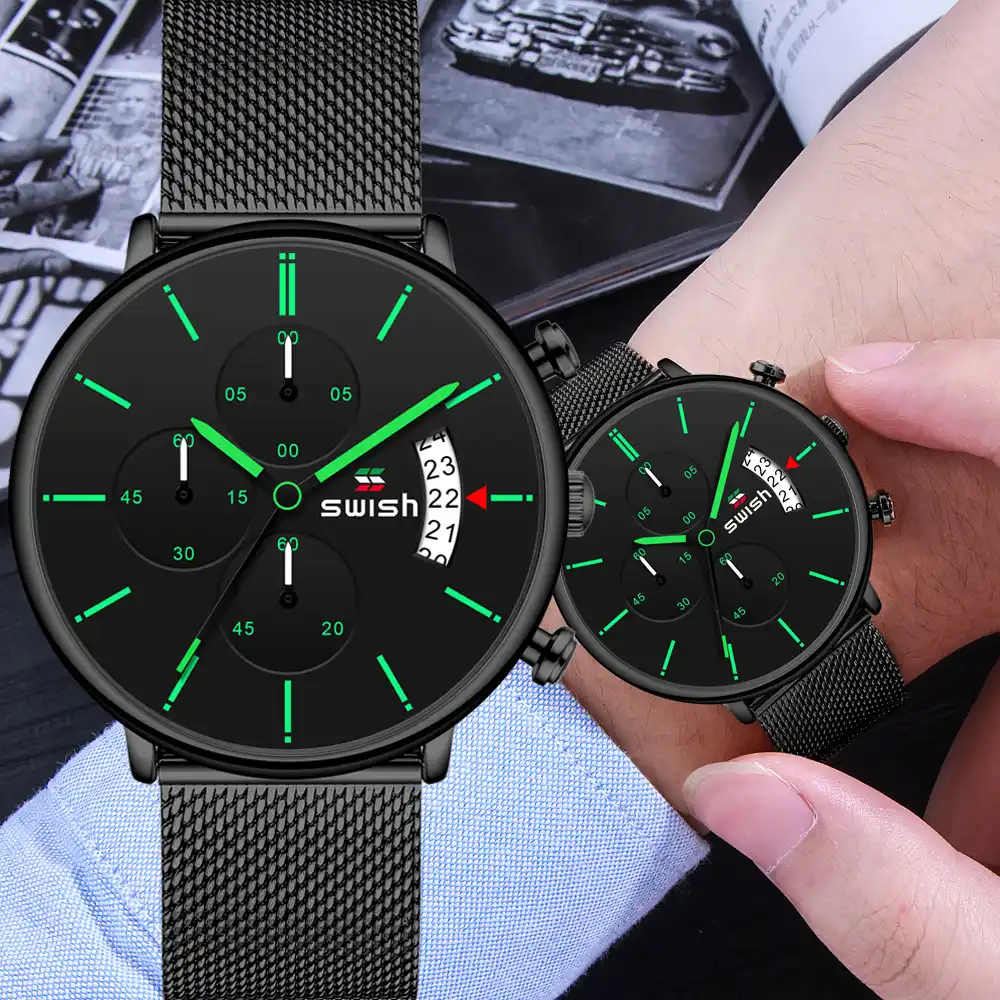 SWISH 2020 Top Brand Luxury Men Watches Waterproof Stainless Steel ...