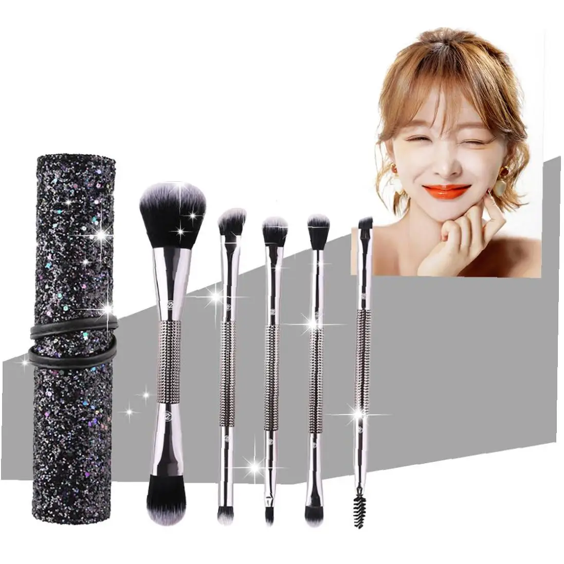 5 Pieces Double Sided Makeup Brushes Set Professional Foundation