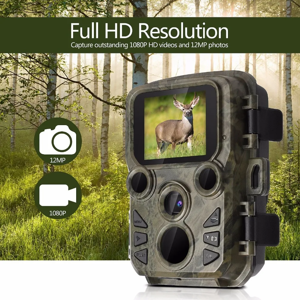 

Night Vision Surveillance 12mp 1080p Trail camera Wild camera Infrared IR LEDS Range up to 65ft hunting camera trap photo traps