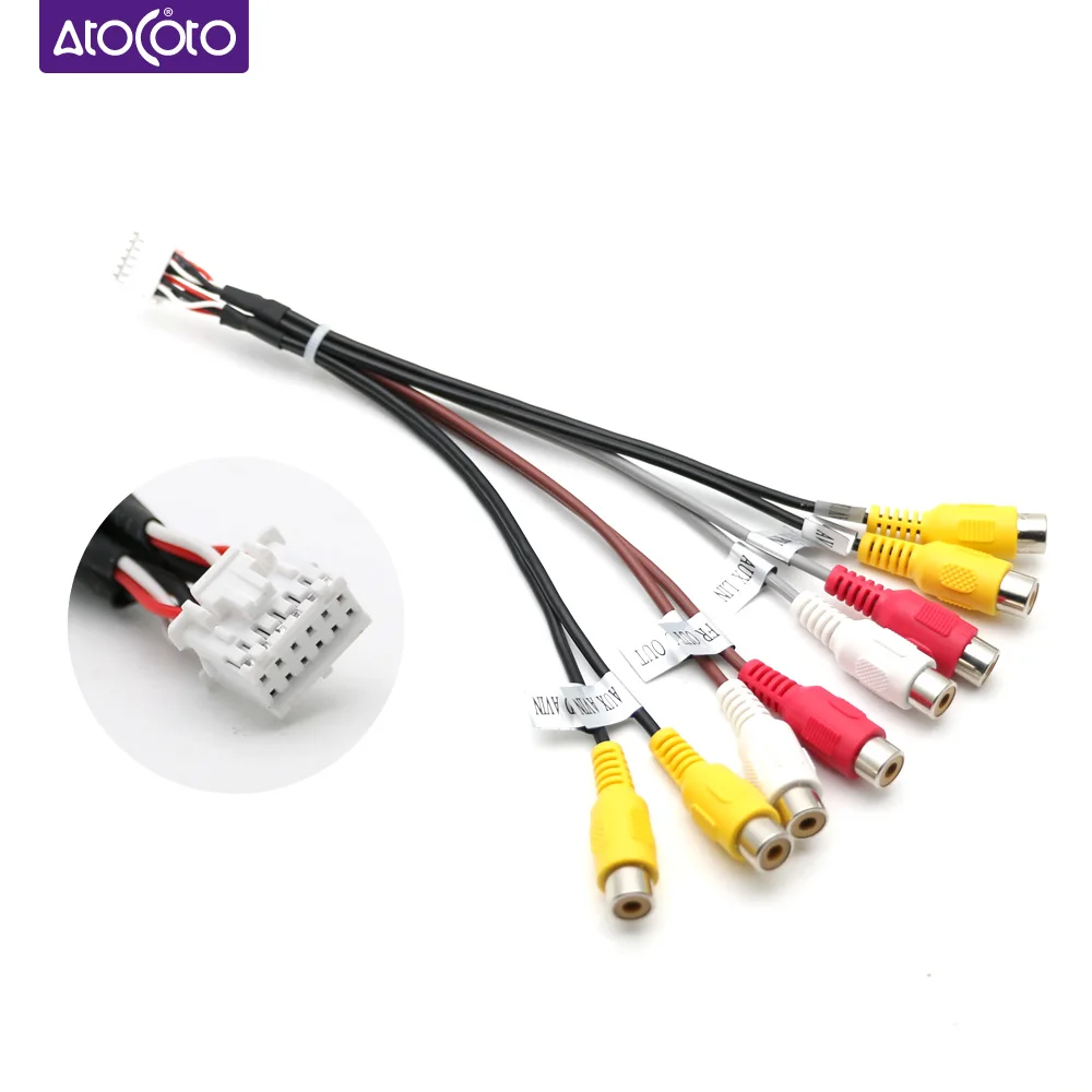 12-Pin-Universal-RCA-Output-Wire-Harness-CCD-AUX-AV-IN-Out-Cable ...