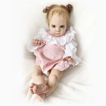

60 Cm 24 Inches Reborn Baby Dolls Handmade Lifelike Root Hair Christmas Gift For Girls With Cloth Body Silicone Mggi