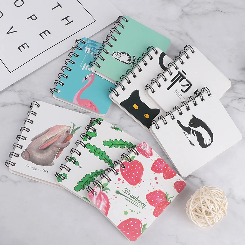 New Cartoon Portable Mini Coil Notepad Hard Cover Cute Animal notebook memo Time Organizer student School Supplies Kid Gift | Канцтовары