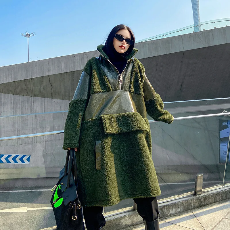 Vefadisa Army Green Cashmere Sweatshirt Dress