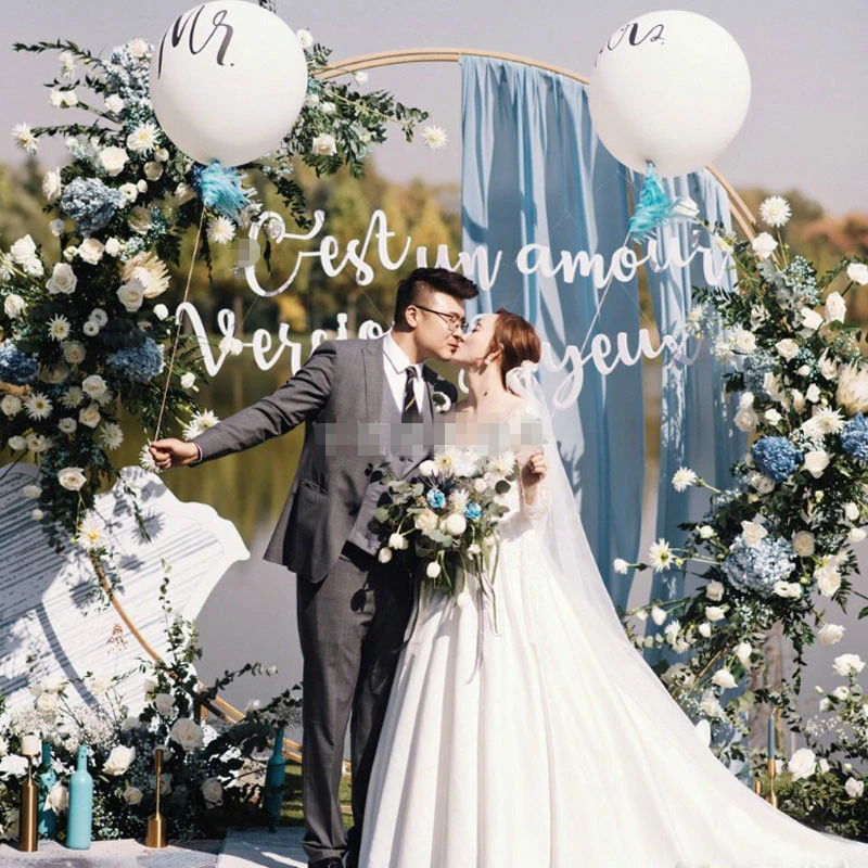 JAROWN Wedding Party Props Backdrop Iron Arch Stand Decor Double Round Ring Arch Frame Decorative Flower Arch Door Decoration (114)
