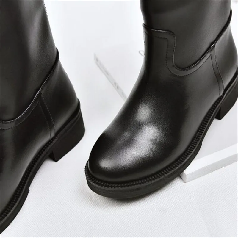 High Boots Women Long Boots Genuine Leather Punk Boots Autumn Winter Boots Slip On Fashion Warm boots Comfort Ladies Shoes