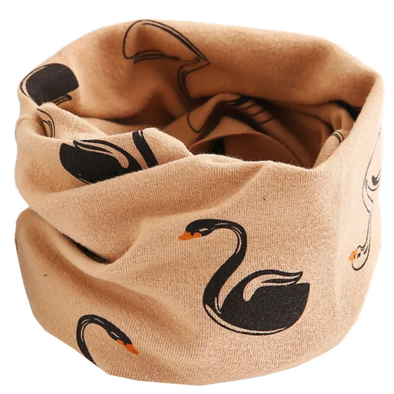 swan coffee Модный хлопковый Детский шарф, повязка на голову для маленьких женщин, шарф с воротником для мальчиков, детский шейный платок, осенне-зимний шарф для маленьких девочек - Цвет: swan coffee