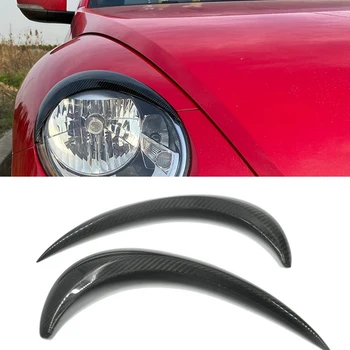 

2Pcs Carbon Fiber Front Headlights Eyebrow Eyelid Sticker Trim for Beetle A5 2012-19 Headlights Eyebrow Cover