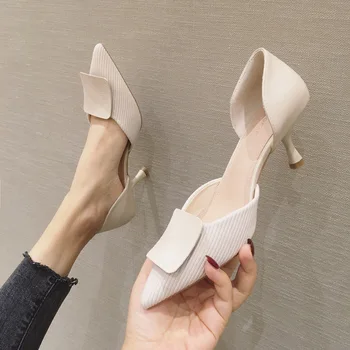 

Fashion Lady High Pumps Spring Summer Two Piece Pointed Side Empty Design Lady's Singal shoes